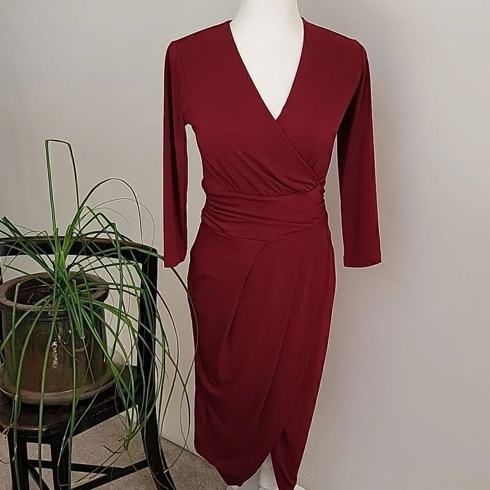 Rachel Roy deep red faux wrap dress - Picture 3 of 13